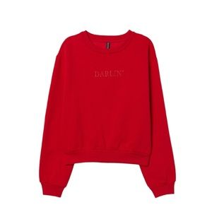 H&M Red Darlin’ Shorter Pullover Sweatshirt Size Small